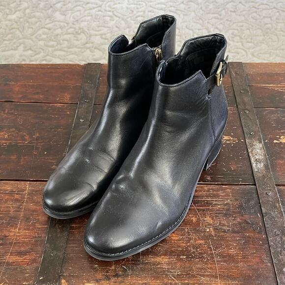 Cole Haan Black Leather Ankle Boots with Buckle Size 8.5 - Picture 2 of 8